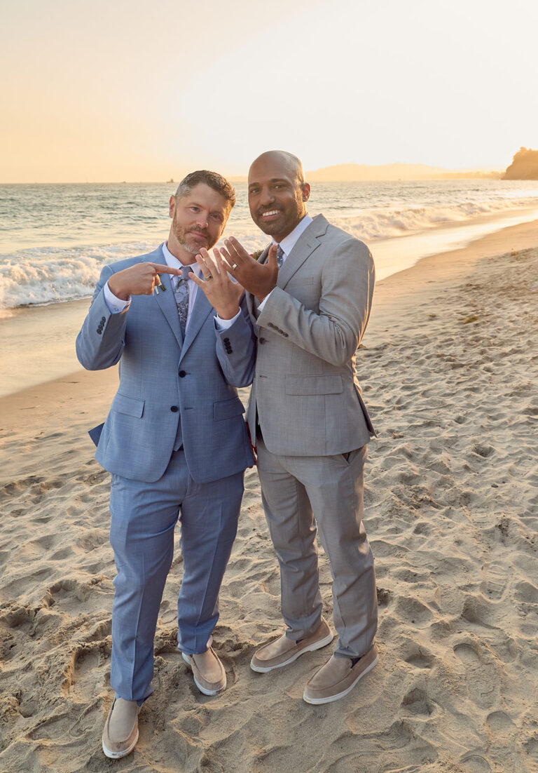 Same sex wedding reception on Butterfly Beach