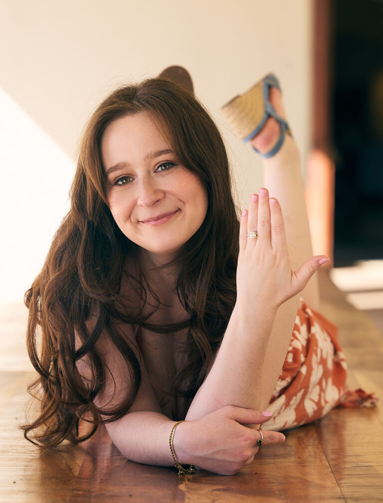 Happy newly engaged woman